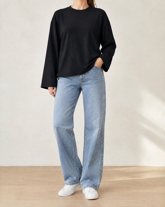 Düşük Omuz Rahat Kollu Modal Sweatshirt